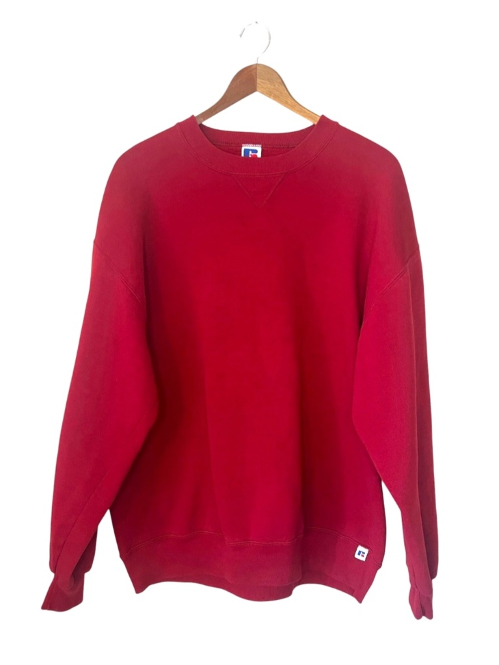 Vintage 90s Russell Athletic Red Crewneck Blank Sweatshirt Made In USA XL